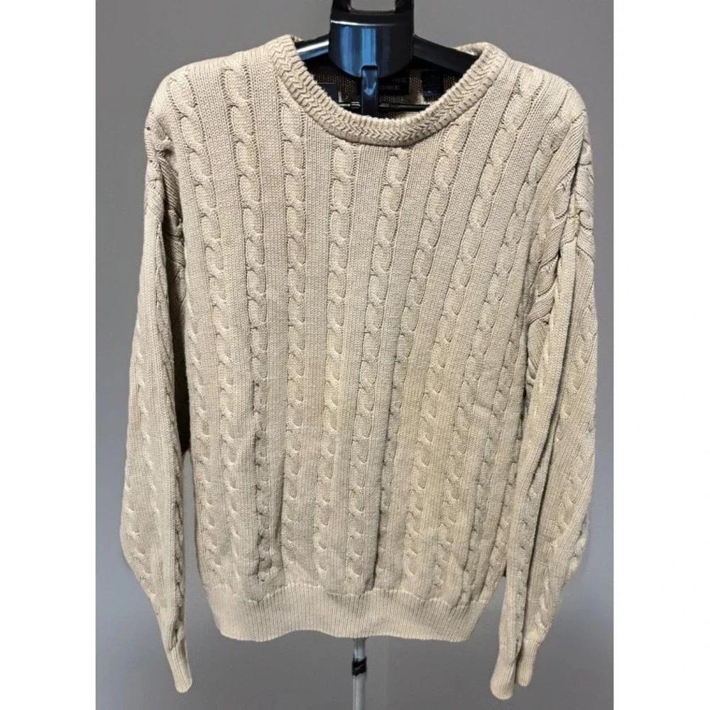 Roundtree & Yorke Men's‎ XL Beige Chunky Cable Knit Grandpa Core Sweater Preppy
